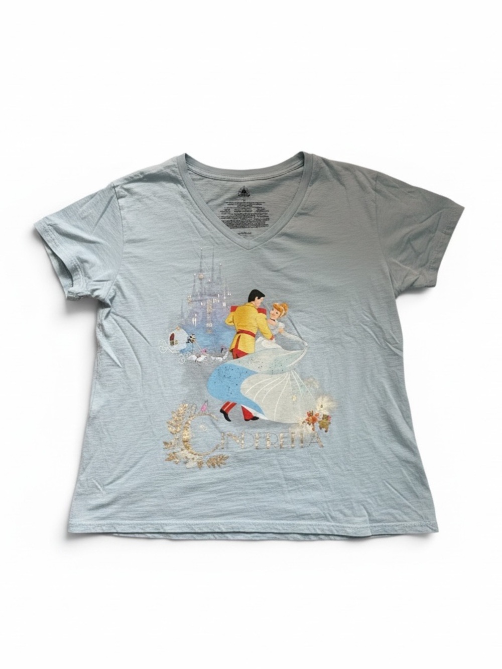 Disney Light Blue Cinderella V-Neck Graphic Tee - Picture 4 of 7